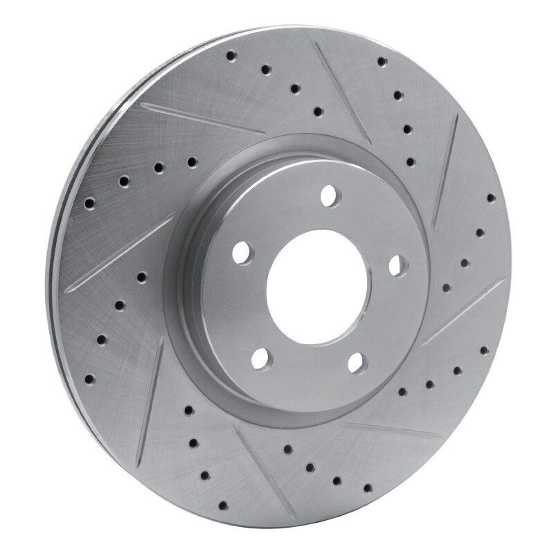 Mazda 3 Brake Rotor (1) - Front Right - R1 Concepts - Drilled & Slotted - Silver - `07-`13